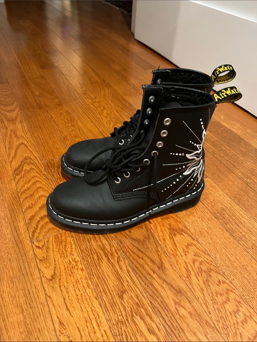 Dr. Martens Black Kids Lace-Up Boots with White Burst Detail